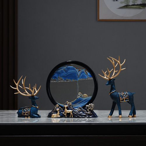 Flow Sand Painting Creative Hourglass New Chinese Style Light Luxury Shelf TV Stand Living Room Wine Cabinet Decorative Ornament Valentine's Day Gift