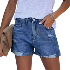 European and American foreign trade ripped denim shorts