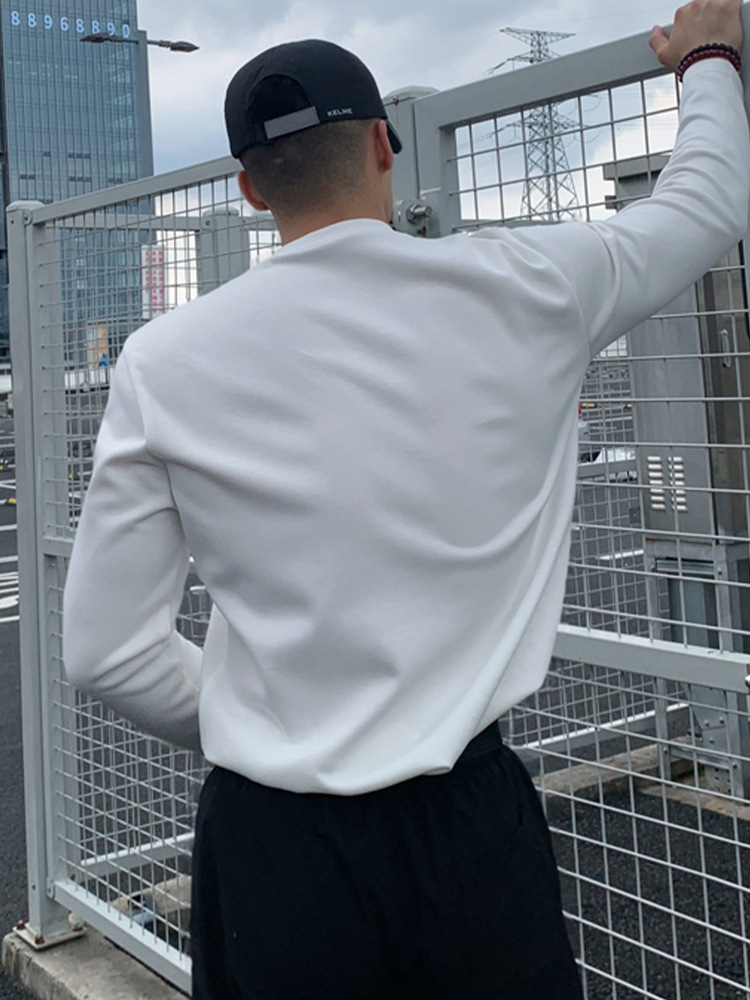 Heavyweight Cotton Long Sleeve T-shirt For Men Oversized Ribbed_voghion.com