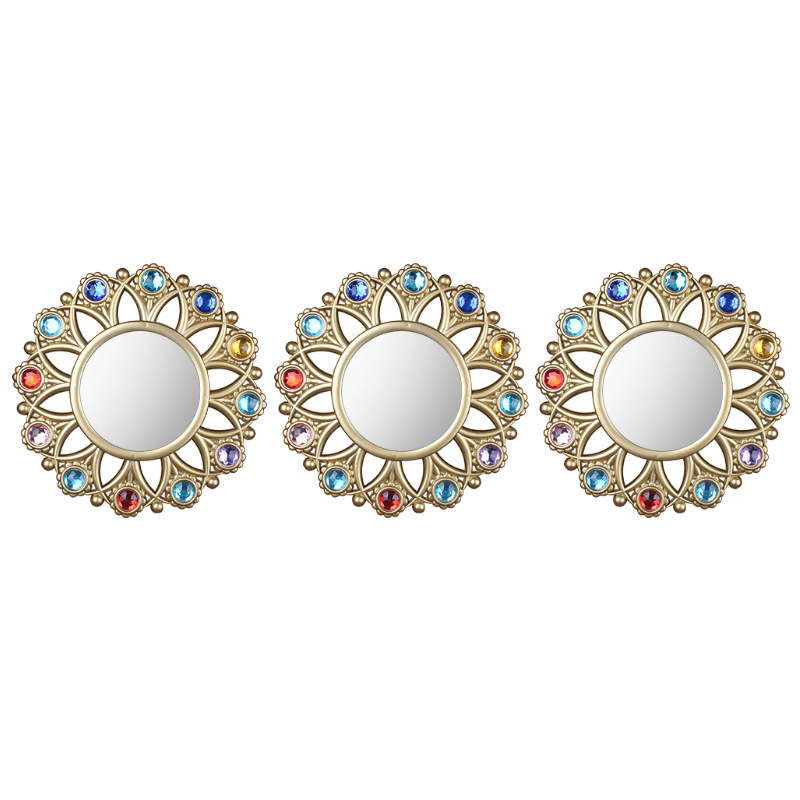 Espejo decorativo moderno anticuado de plástico, marco hueco tridimensional, espejo de pared retro para hogar/sala