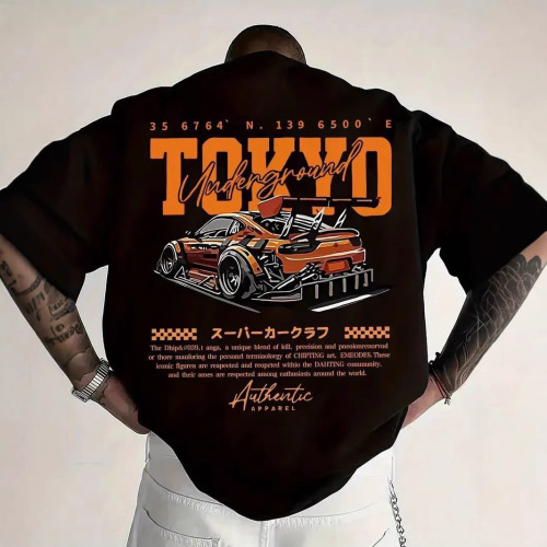 American Retro Racing Suit Short Sleeve T-Shirt for Men and Women, 2025 Summer Trend Brand Versatile Short Sleeve Hip-Hop Street Style