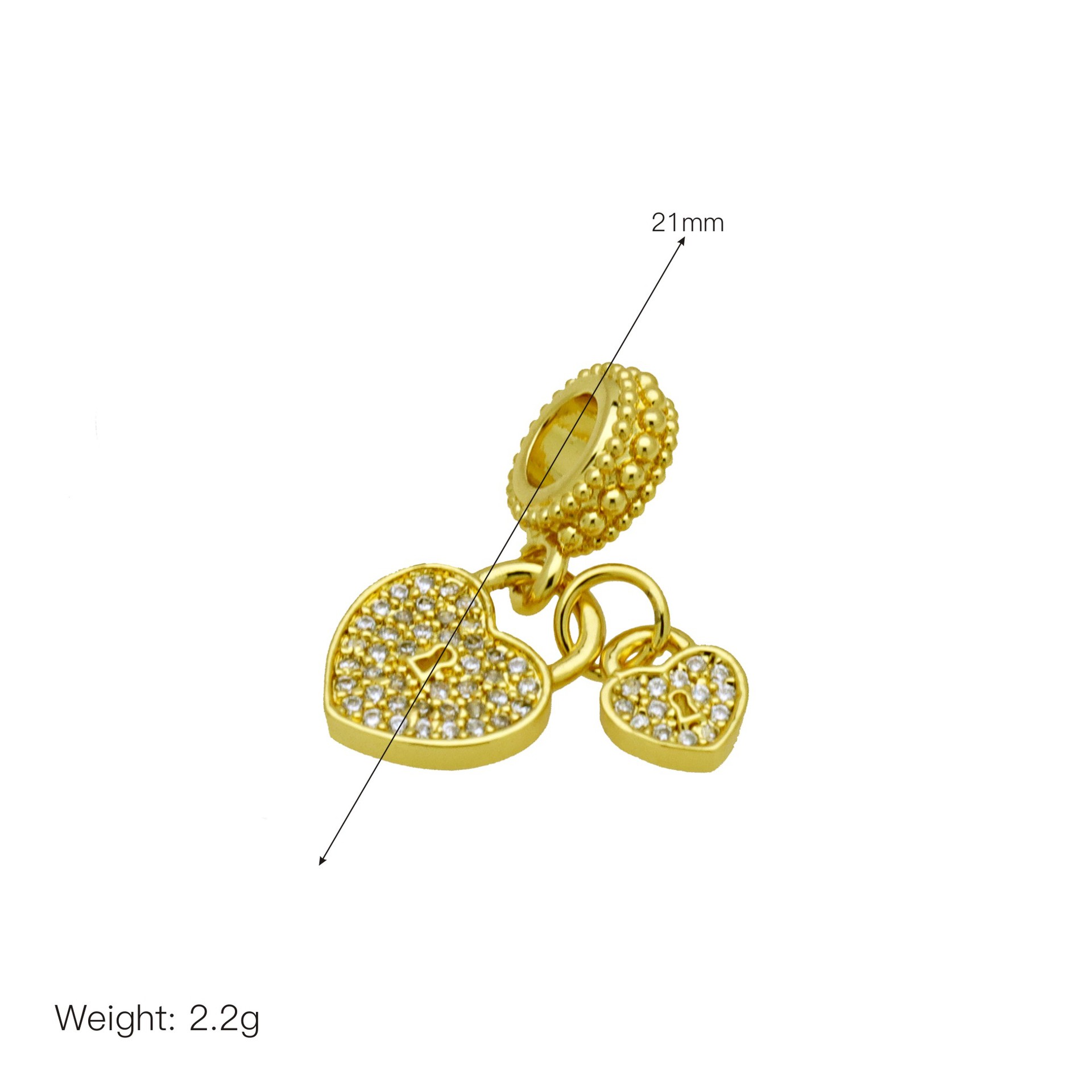 1 Piece 21mm 27MM 30mm Copper Zircon 18K Gold Plated Cross Heart Shape Wings Pendant display picture 11