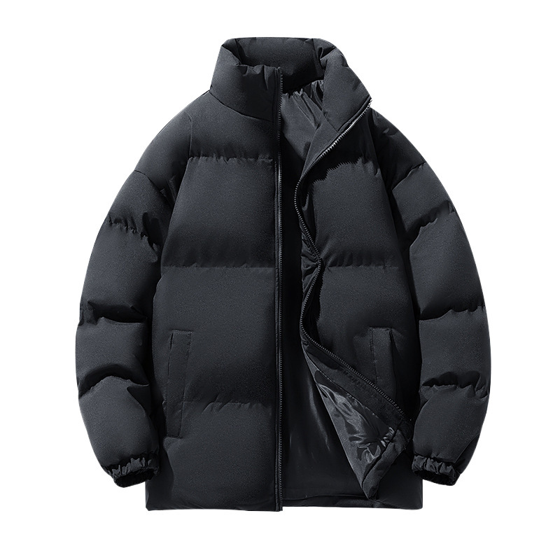 2024 nueva chaqueta de algodón principal para hombres, chaqueta de algodón caliente gruesa y suelta de cuello vertical, chaqueta de algodón frío