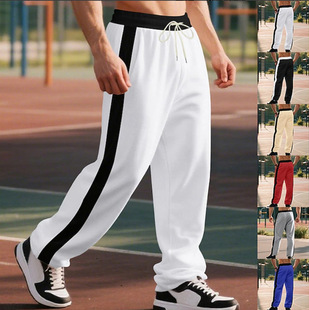 Men's Sweatpants Jogging Pants Casual Pants Running Pants Side Stripe Elastic Waist Drawstring Solid Plaid Full Length Outdoor