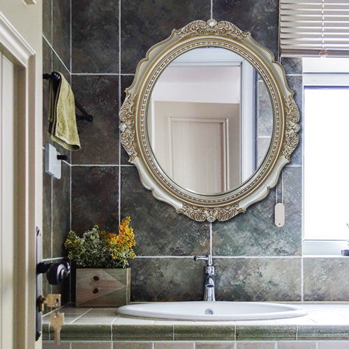 5ZV7 wholesale American retro oval European art bathroom entrance bathroom mirror hanging mirror bathroom wall sculpture
