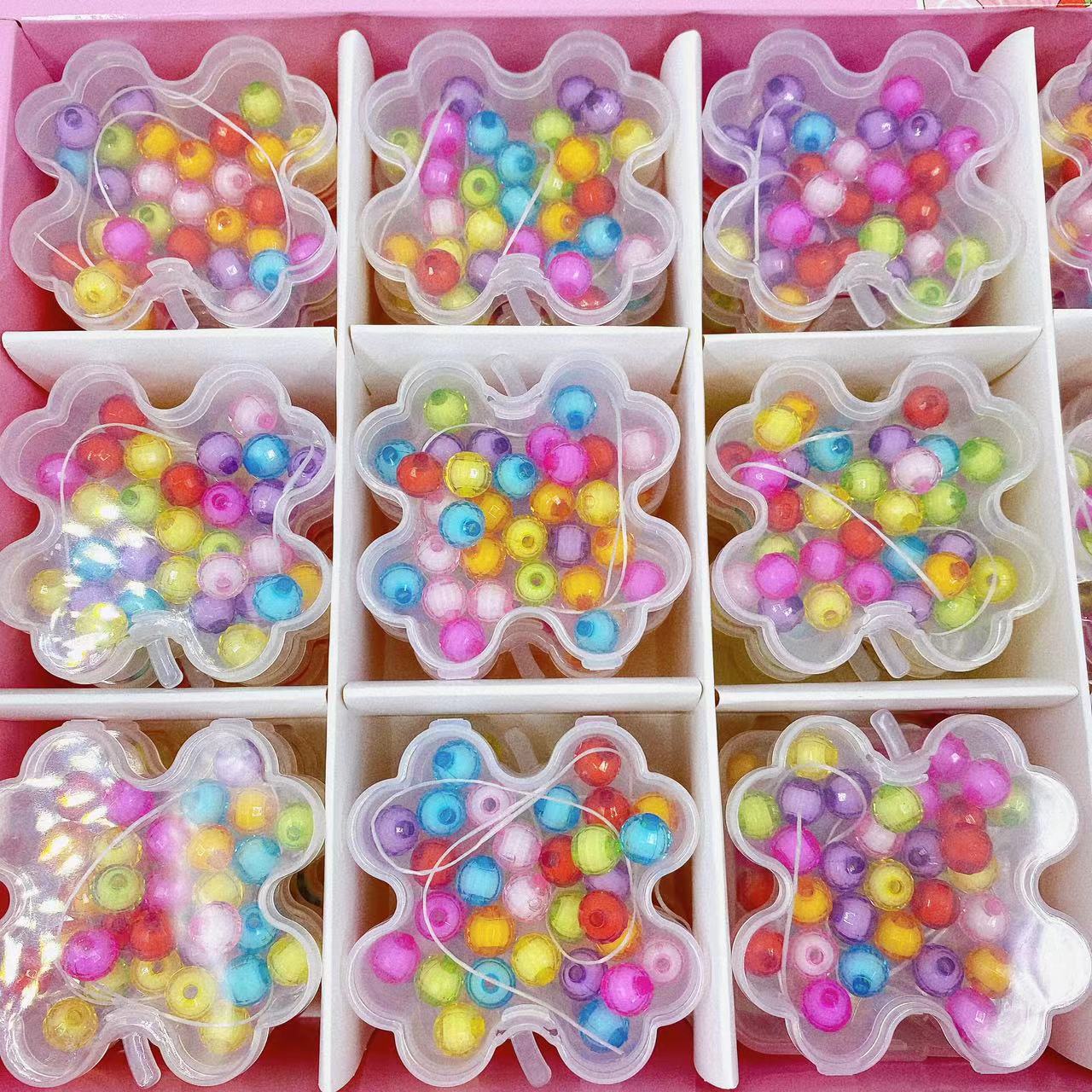 Caja de juguetes para niños con cuentas hechas a mano Diy material paquete niña con cuentas brazalete puzzle caja de juego colorido