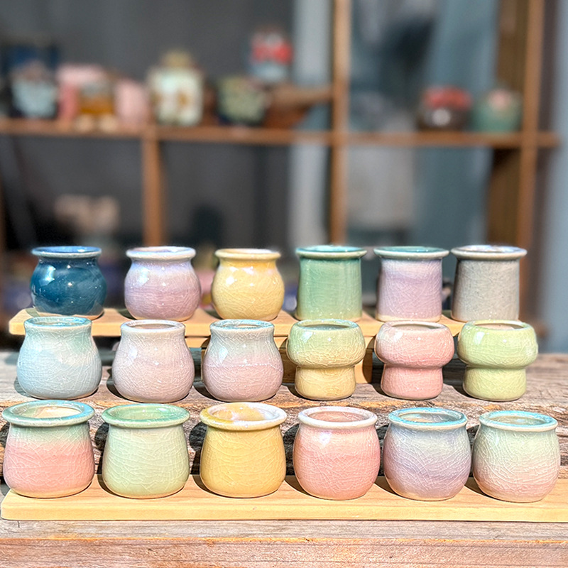 新款拇指盆可爱迷你简约特小精致小花盆植物育苗控型陶瓷盆批发