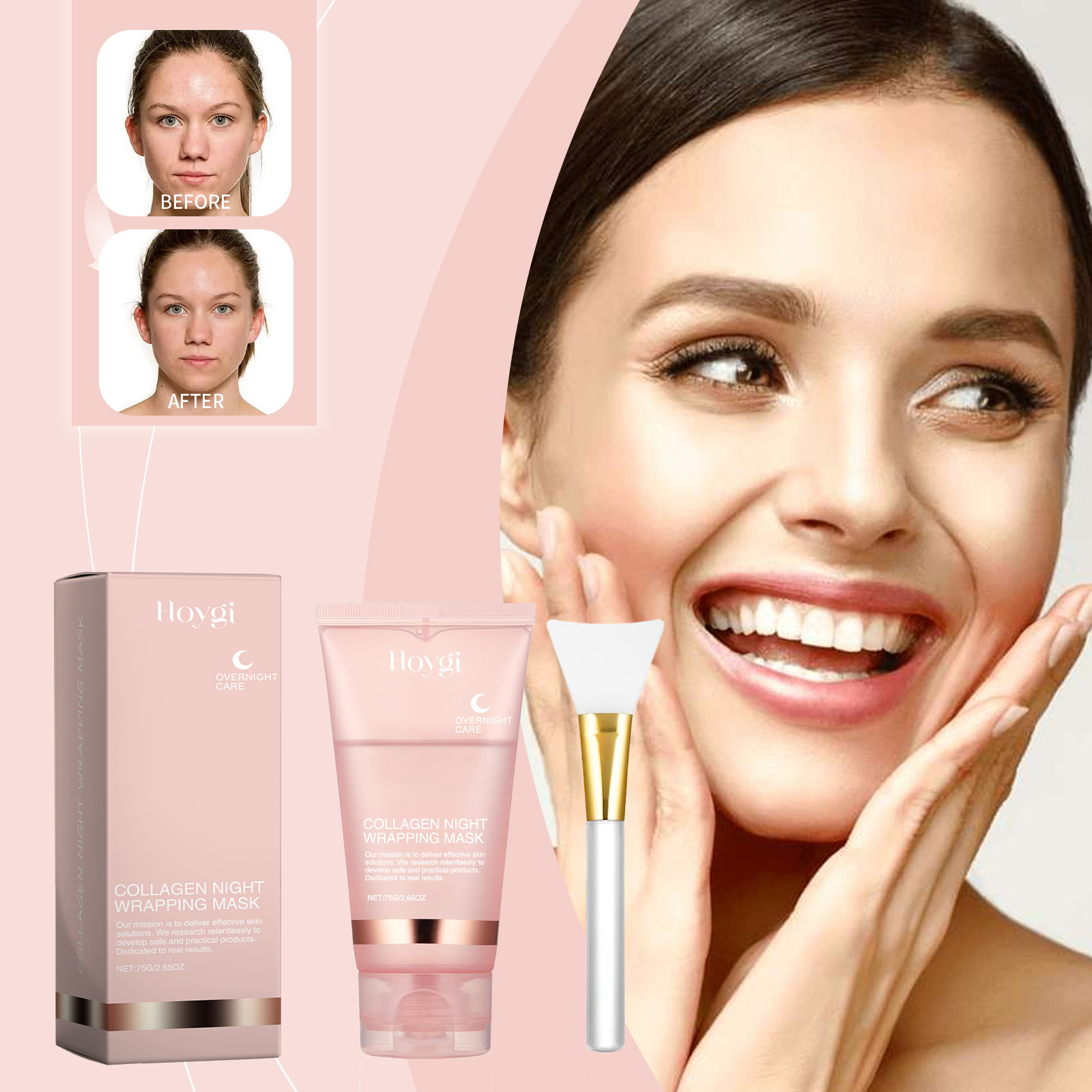 HOYGI Collagen Tear Mask Gently Cleansing Facial Moisturizing Hydrating Skin Tear Mask