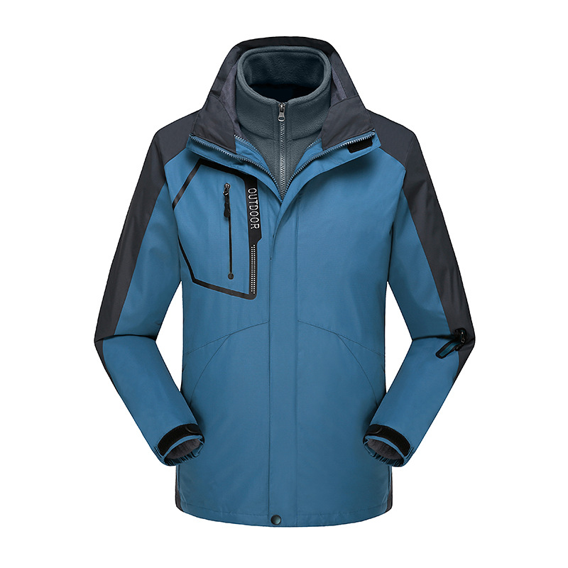 Otoño e invierno chaqueta de las mujeres tres en uno de dos piezas al aire libre impermeable transpirable forro polar ropa de viaje de los hombres imprimible LOGO