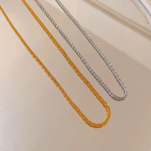 Super flashing stars sparkling necklace golden flashing 18K gold chain double layered plain chain accessories