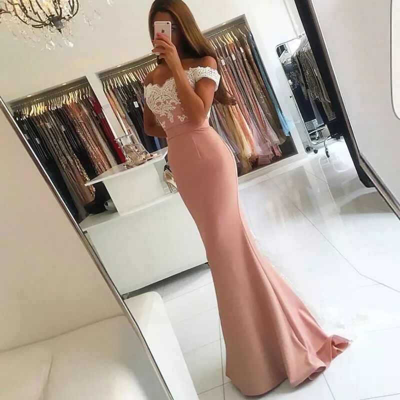 Comercio exterior europeo y americano Amazon AliExpress deseo nuevo sexy fuera del hombro encaje fishtail vestido de novia image 3