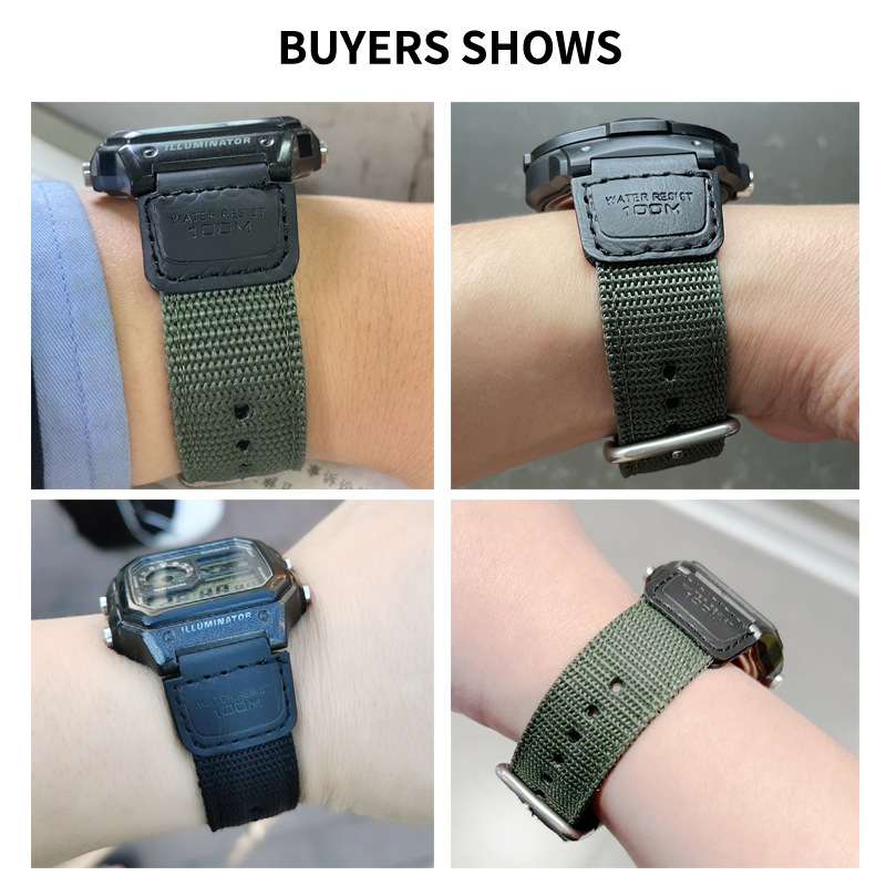 Adapted G Shock Nylon canvas strap AE-1200WH/SGW-300/AQ-S810W convex 18mm man 3