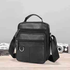 跨境头层牛皮男包2025新款商务牛皮皮质感男士单肩斜挎包高级简约