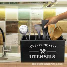 木质分格刀叉盒厨房置桌面分格餐具收纳盒家用餐具收纳盒