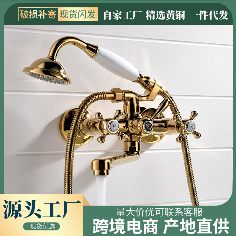 Classical wall-mounted hot and cold faucet all copper casting faucet split bathtub faucet European style side faucet