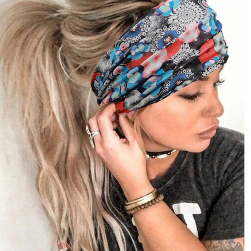 New Bohemian Style Wide Edge Middle Knot Women's Yoga Sport Elastic Headband European and American Retro Headband