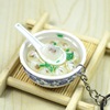 Chinese realistic keychain, blue and white food play, props, Chinese style, internet celebrity, 4cm, wholesale