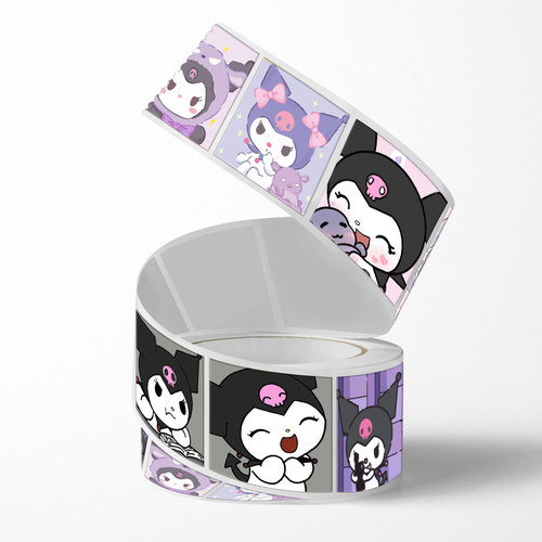Cartoon Kuromi Expression Pack Square Sealing Sticker Coated Paper Tape Self-Adhesive Cute Sanrio Sticker
