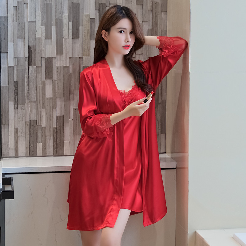 Summer solid color lace pijama