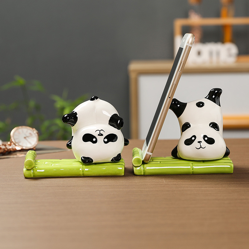 Cartoon Panda Phone Stand Cute Cat Ornament Office Desktop Workstation Stress Relief Panda Stand Small Gift