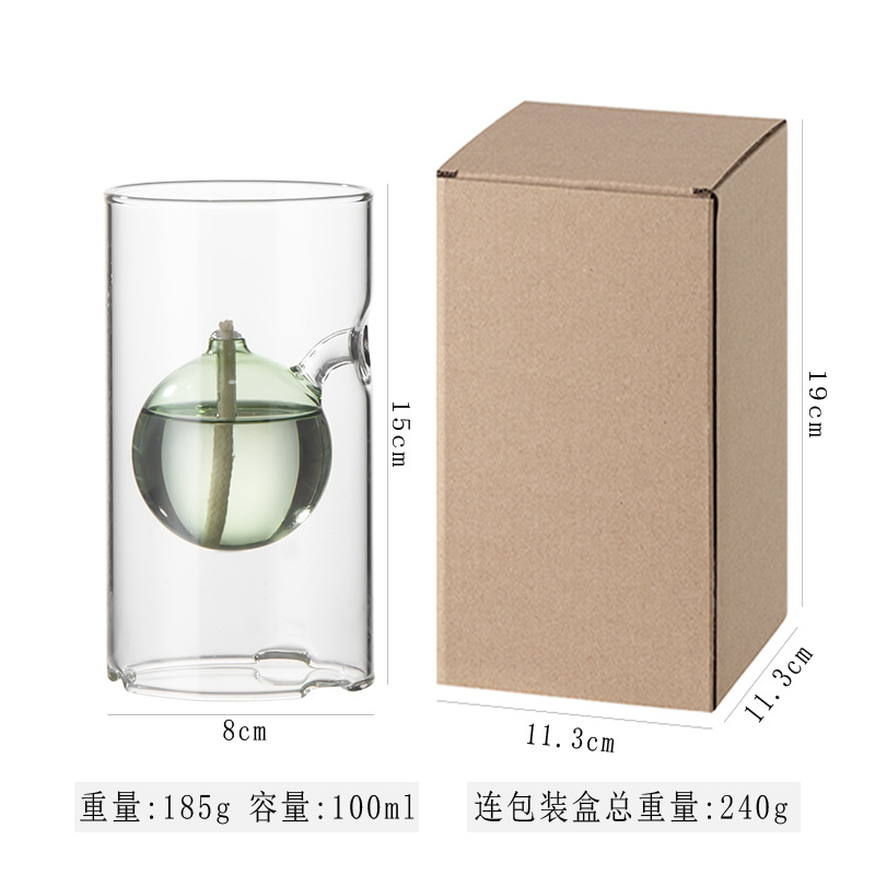 Lámpara de aceite verde tipo A de 15 cm.