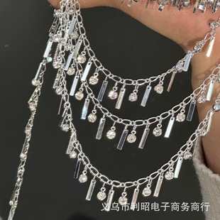 diy chain flash rectangular piece hanging rhinestone Dunhuang exotic clothing headscarf antique headdress clothing accessories