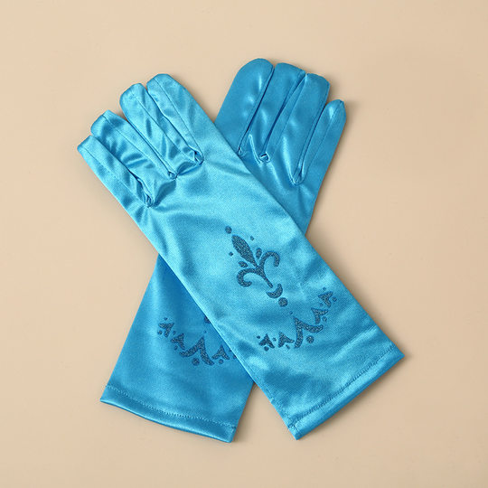 Cross-border Europe and the United States Hot Selling Printed Ice and Snow Aisha Children's Stage Performance Princess Dress Accessories Satin Gloves