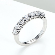 厂家直销半圈排钻925银镀金镶嵌高碳钻戒指简约时尚女锆石戒指