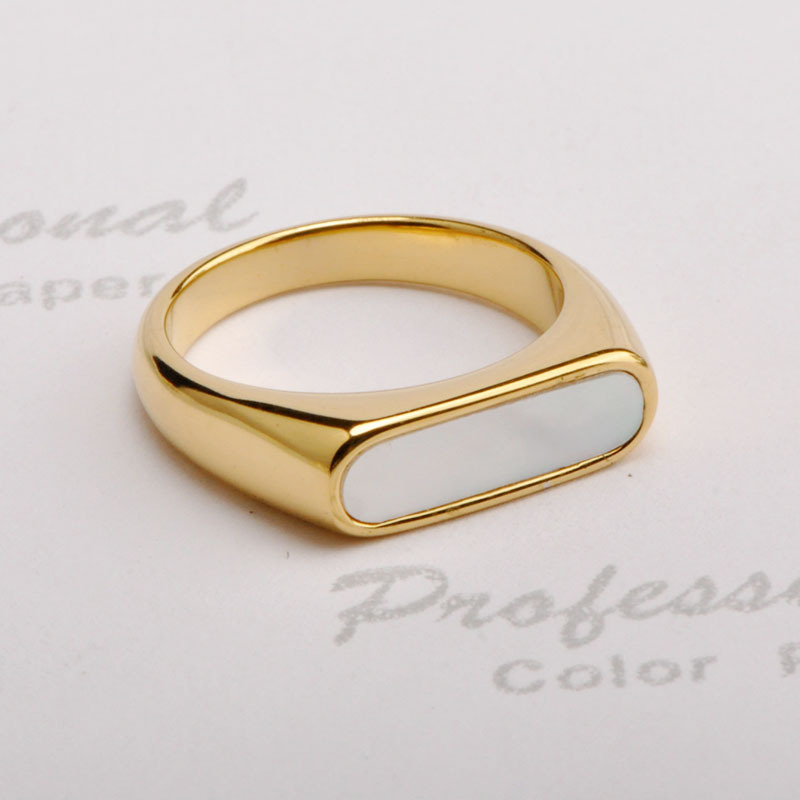 Simple Style Geometric Titanium Steel Plating Inlay Shell Rings 1 Piece display picture 1