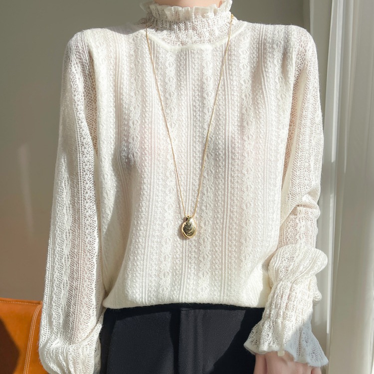 Autumn lace thin base body-friendly knitted woolen sweater