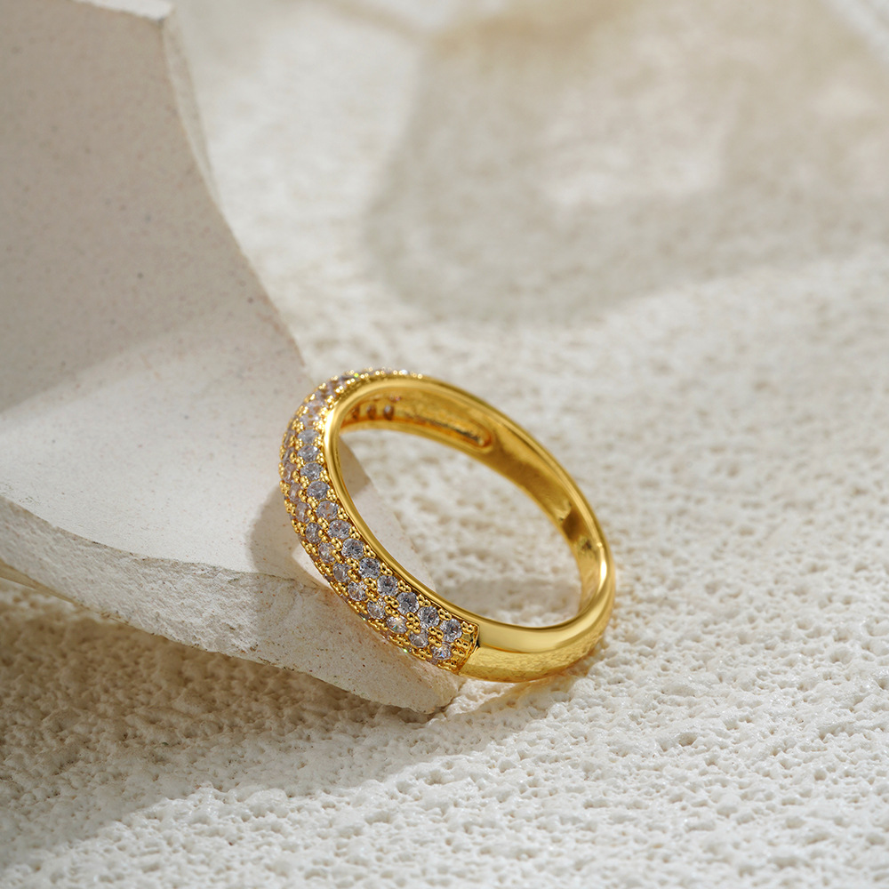 6, 7, 8 Ring Size Wholesale Jewelry Classic Style Shiny Geometric Copper 18K Gold Plated Plating Rings