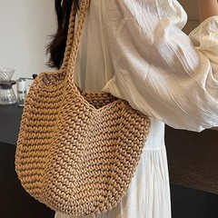 メーカー卸売 2025 新しい織バッグ綿糸レディースバッグショルダーバッグトートバッグ大容量ビーチバッグ女性のための