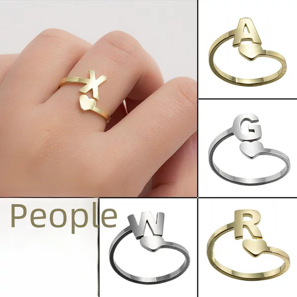 New letter opening ring female European and American simple fashion couple ring girl love retro ring wholesale