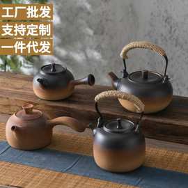 祥润堂陶瓷烧水壶 煮茶壶提梁壶炭火壶可明火直烧陶壶 粗陶煮茶壶
