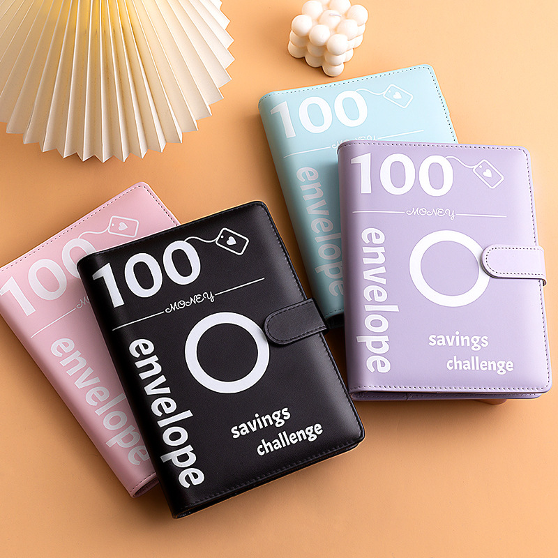100EnvelopeChallengebinder pareja ahorro de dinero ahorro desafío sobre cuaderno de cuentas de mano de hojas sueltas