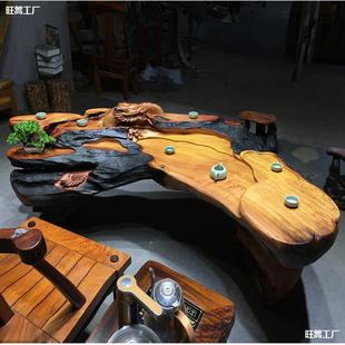 Tea Table Solid Wood Tree Head Factory Coffee Table Natural Root Carving Rosewood Whole Log Tree Root Tea Table Kung Fu Tea Home