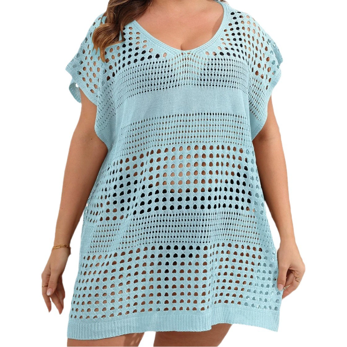 Комбинезон для пляжного отдыха, трансграничный европейский и американский, женские полые тканые платья больших размеров, свободная блузка-бикини F955