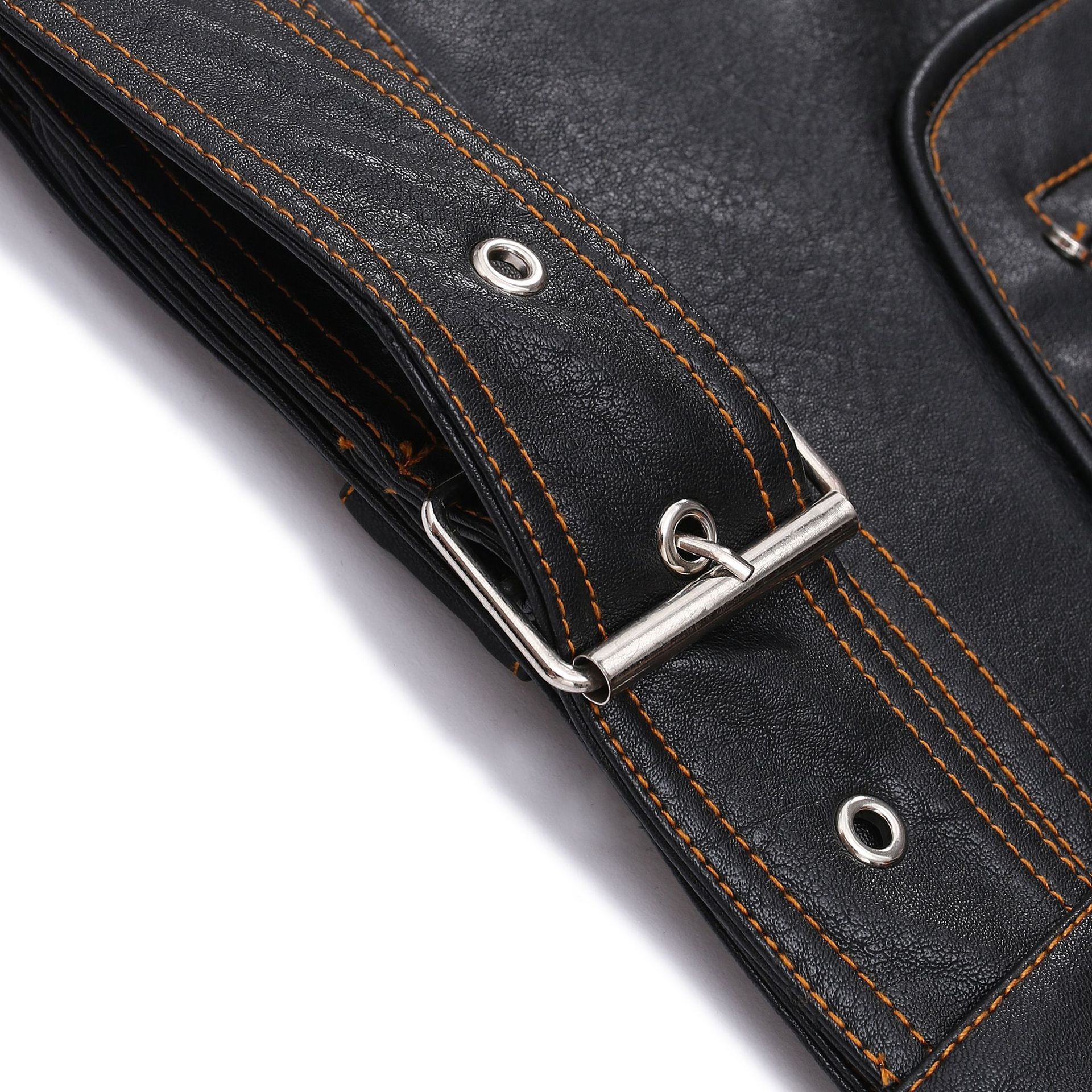 ​​Men's Vintage Biker Jacket With Multiple Zippers - Slim Fit PU Leather Coat For Casual & Stage Performance (S-6XL, Black)​_viptrois.com