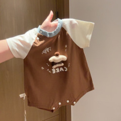 婴儿纯棉连体衣短袖轻薄宝宝衣服外出哈衣韩系新款立体公仔包屁衣