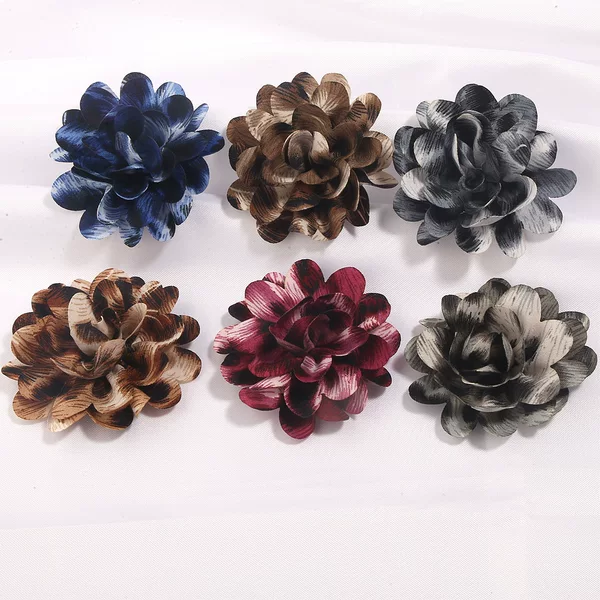 New Handmade Retro Leopard Print Fabric Stereo Rose Flowers DIY Headdress Corsage Jewelry Clothing Accessories Accessories