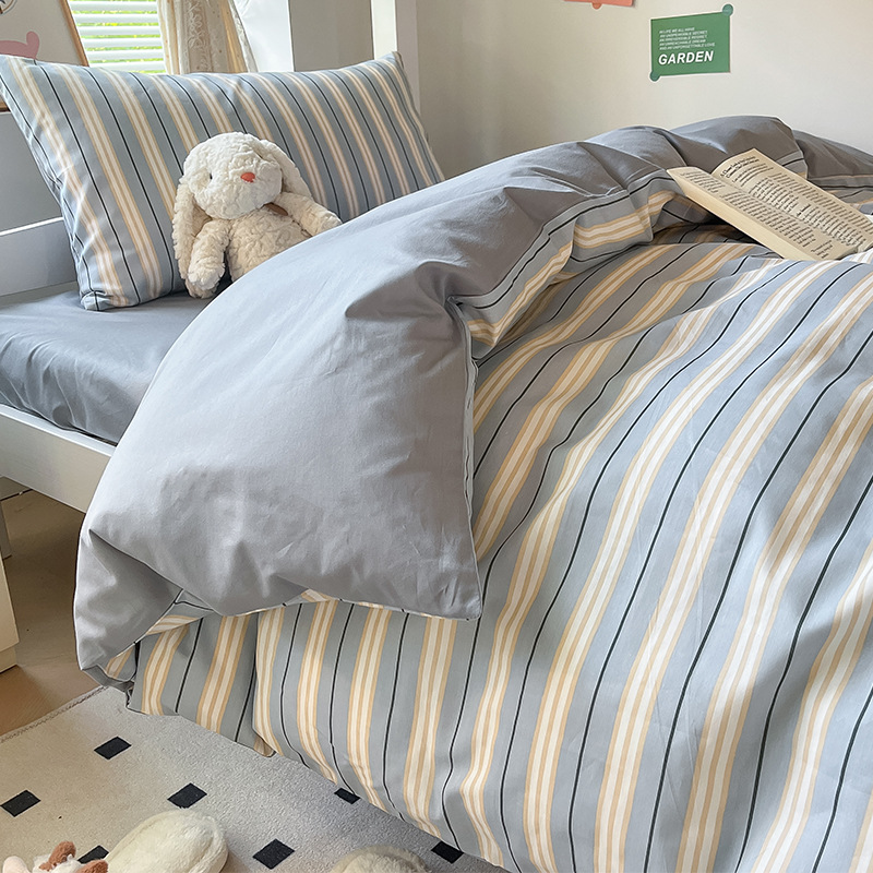 Ropa de cama de tres piezas para dormitorio de estudiantes universitarios, juego de cuatro piezas de algodón puro, funda de edredón de sábana individual 100% algodón