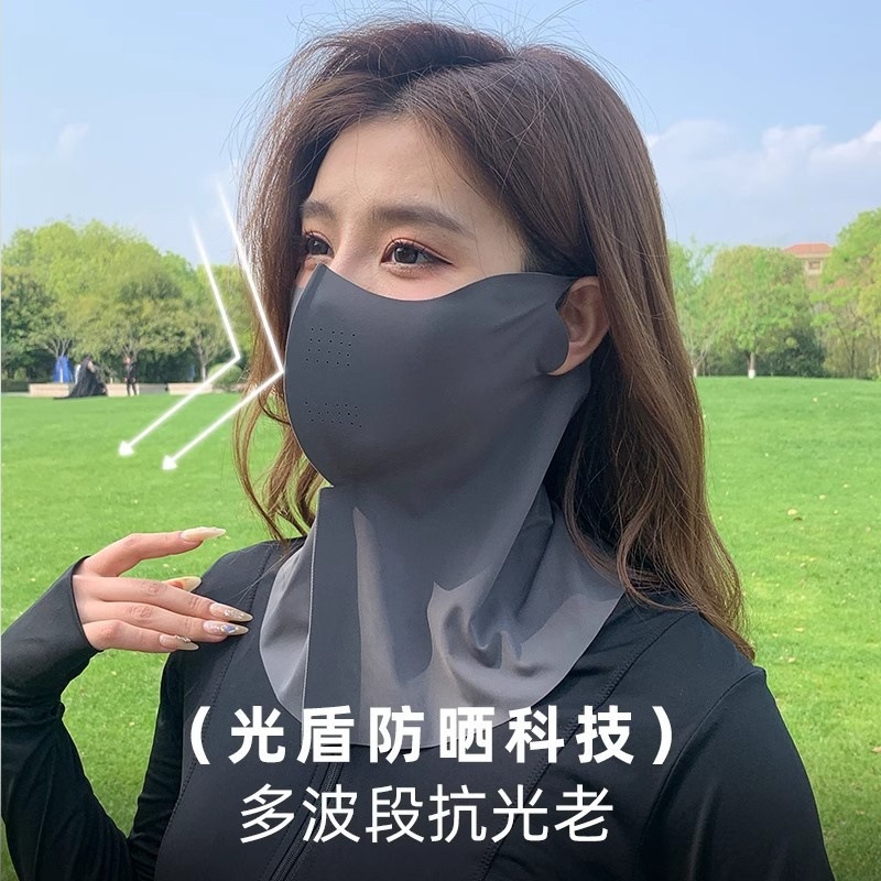 New Neck Guard Sunscreen Mask 5D Cartilage Support Three-Dimensional Ice Silk Mask Cycling Full Face Breathable Summer Mask