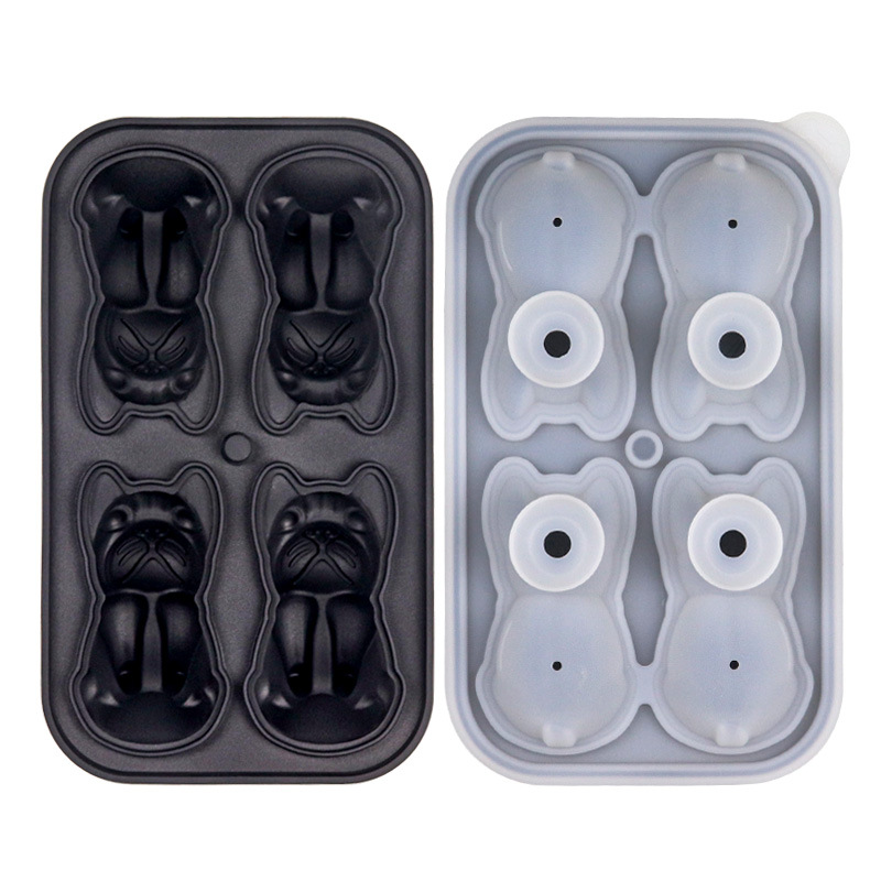 Bandeja de Hielo de Silicona, Molde Transparente para Bolas de Hielo, Cubitos de Hielo para Whisky, Bandeja de Hielo Grande de Silicona con Forma de Perro Bulldog Corgi