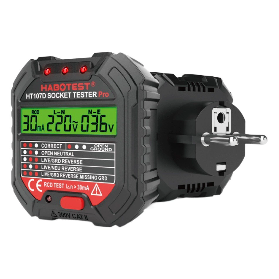 Huabo HT107D тестер розеток электроскоп мощность FireWire обнаружение полярности гнездо детектор последовательности фаз