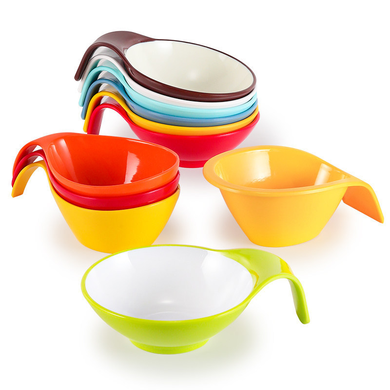 Kaiboya Melamine Handle Bowl Creative Plastic Salad Bowl with Handle Imitation Porcelain Hot Pot Restaurant Self-Service Seasoning Bowl Commercial Use