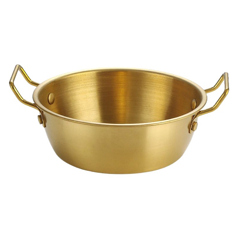 304 de acero inoxidable tazón de aperitivo coreano tazón de sopa de doble oreja tazón de vino de arroz anti-escaldado con mango grande tamaño pequeño condimento Tazón Snack Bowl