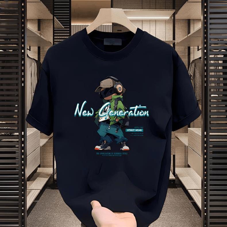 T-shirt d'été à manches courtes et col rond pour homme, style rétro américain_voghion.com
