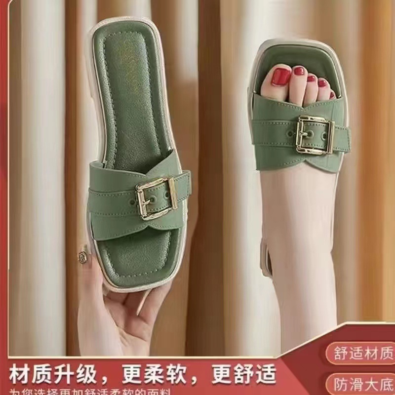 Pantuflas mujeres verano ropa exterior 2024 nueva tendencia de la moda playa playa playa antideslizante fondo plano sandalias de mujer