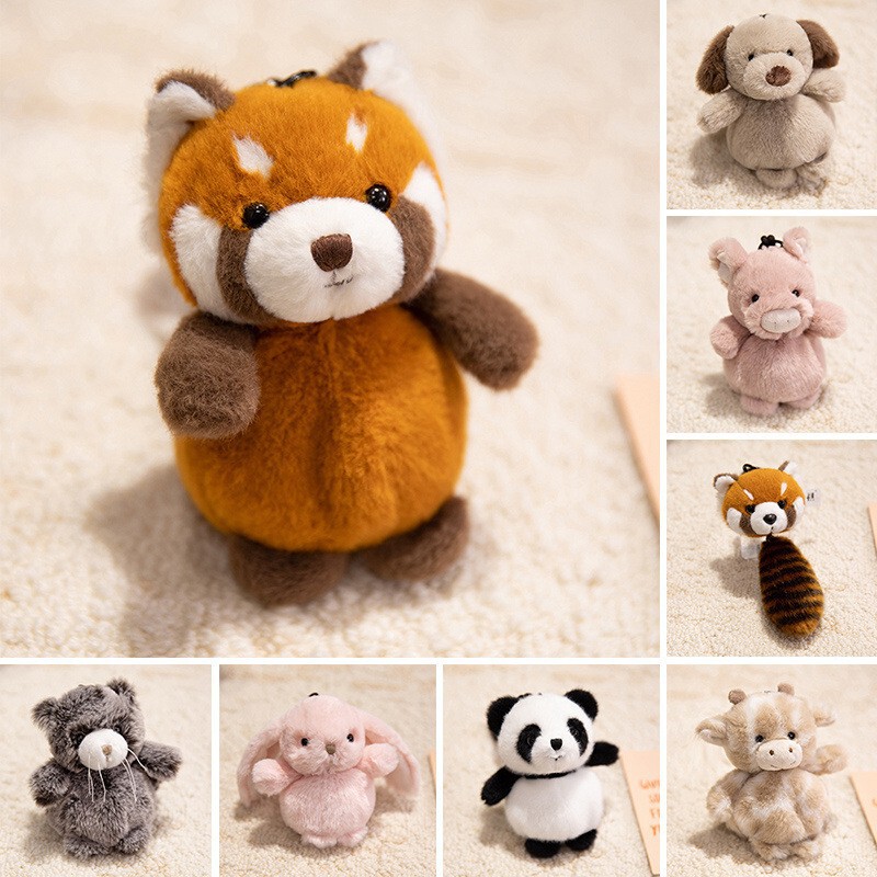 Cute Raccoon Pendant Panda Keychain Deer Plush Toy Zoo Gift Stall Wholesale Children's Gift