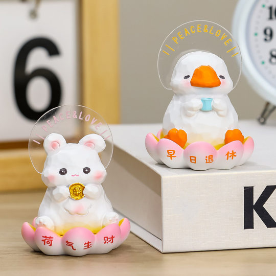Emotional Stability Small Ornaments Happy Lotus Lotus Mo Angry Ornaments Workstation Decorations Leisure Decompression Small Wood Fish Gift
